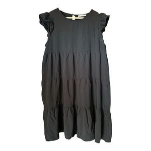 Chic Black Ruffle Sleeve Mini Dress